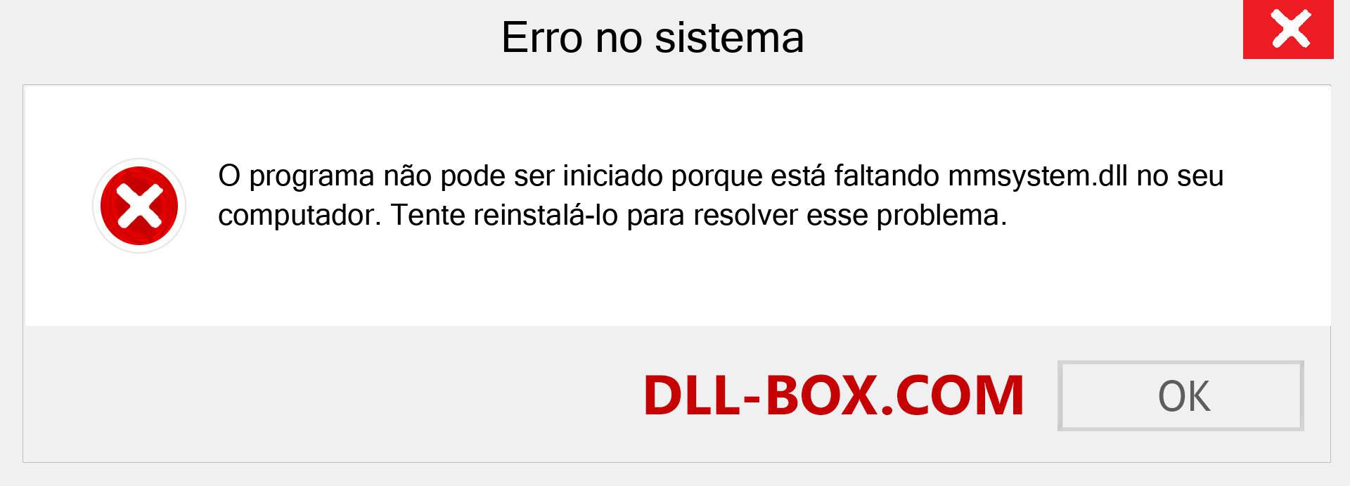 Arquivo mmsystem.dll ausente ?. Download para Windows 7, 8, 10 - Correção de erro ausente mmsystem dll no Windows, fotos, imagens