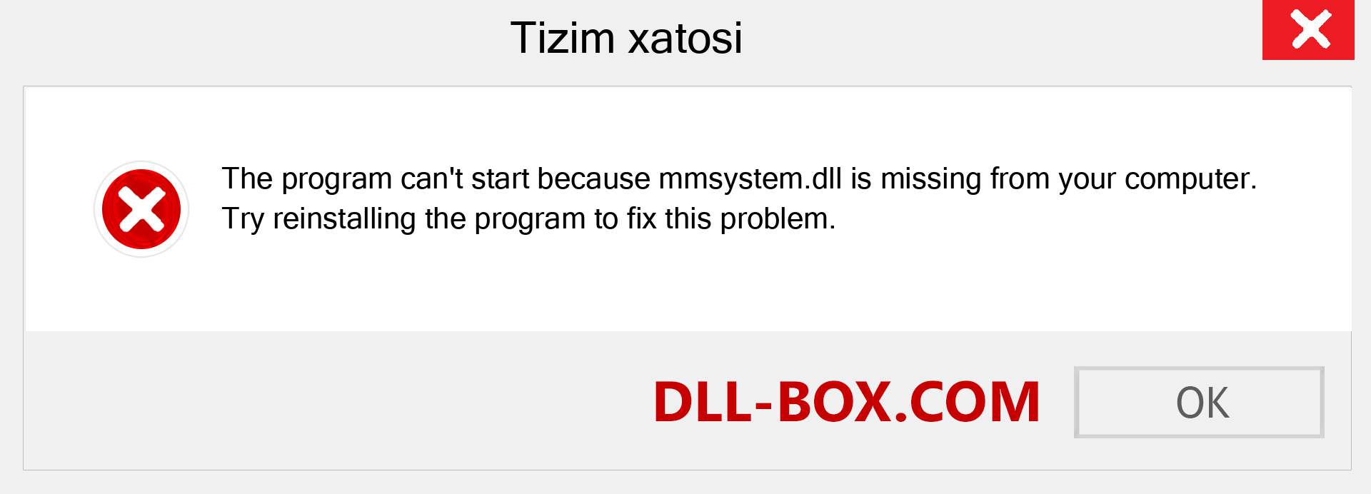 mmsystem.dll fayli yo'qolganmi?. Windows 7, 8, 10 uchun yuklab olish - Windowsda mmsystem dll etishmayotgan xatoni tuzating, rasmlar, rasmlar